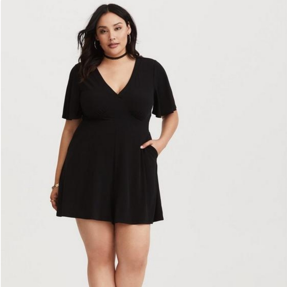 Torrid 1x Studio Knit Flutter Sleeve Romper - Picture 2 of 5